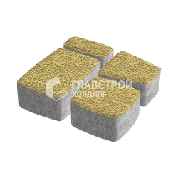 Тротуарная плитка Классика 4 камня, желтая с мраморной крошкой, 6 см